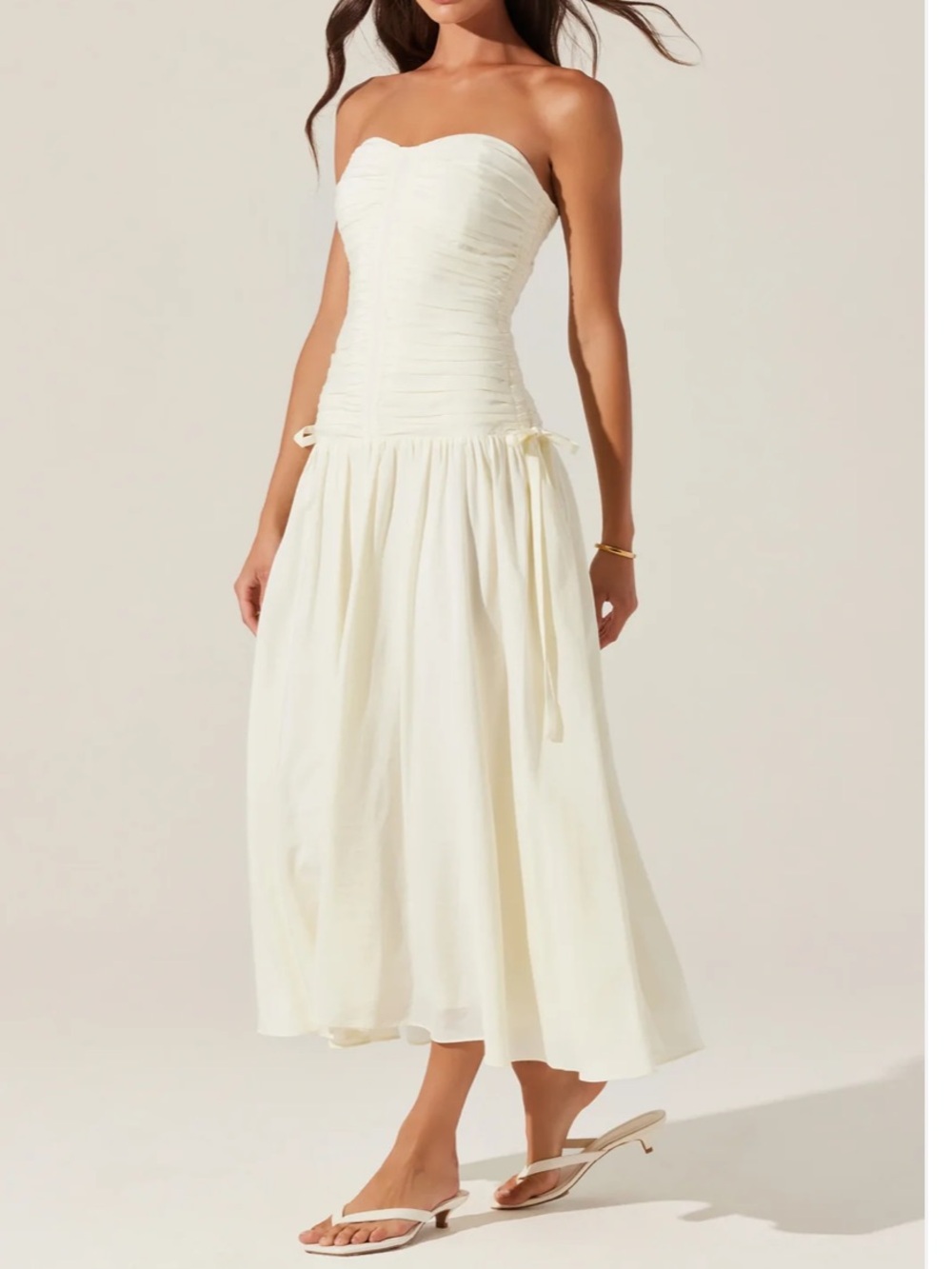 Astr zuri drop waist maxi dress in cream
